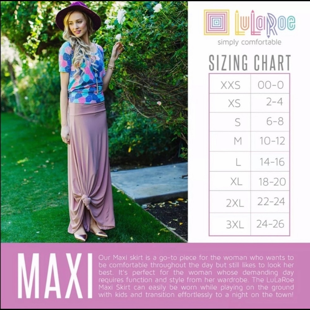Lularoe Maxi Skirt Roses Pattern - Picture 4 of 6